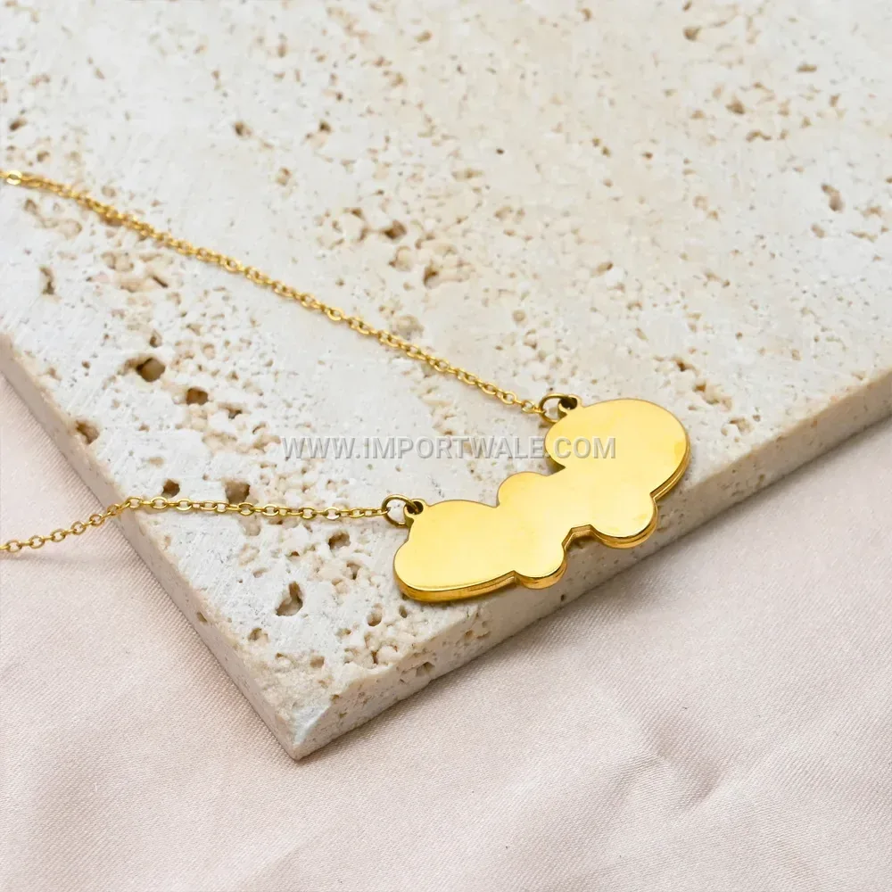 Stainless Steel Islamic Script Calligraphy Zircon Pendant Necklace