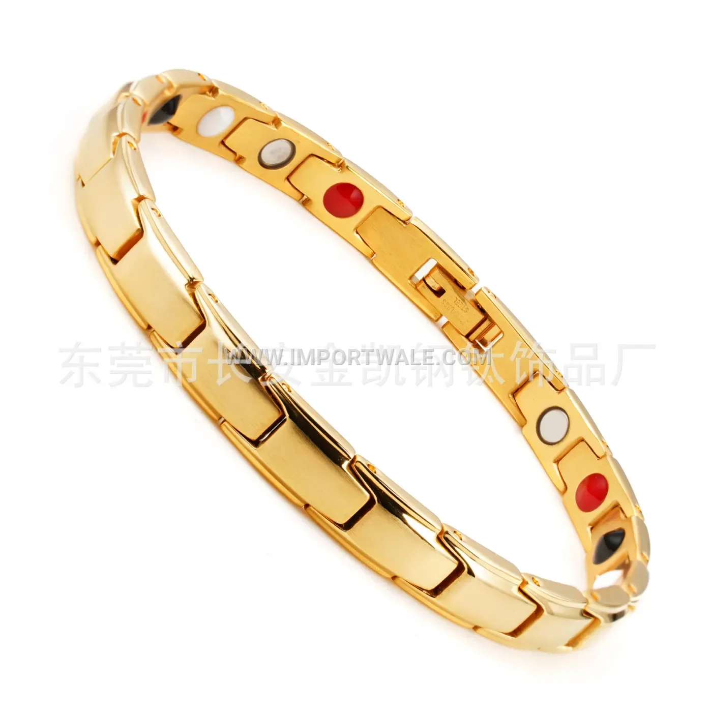 Geometric Two-Tone Titanium Steel Link Bracelet for Women