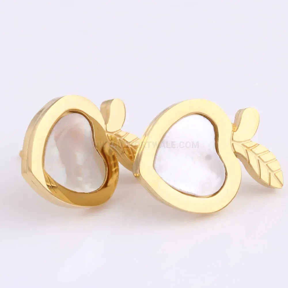 Premium Gold Stainless Steel Heart Apple Shell Stud Earrings