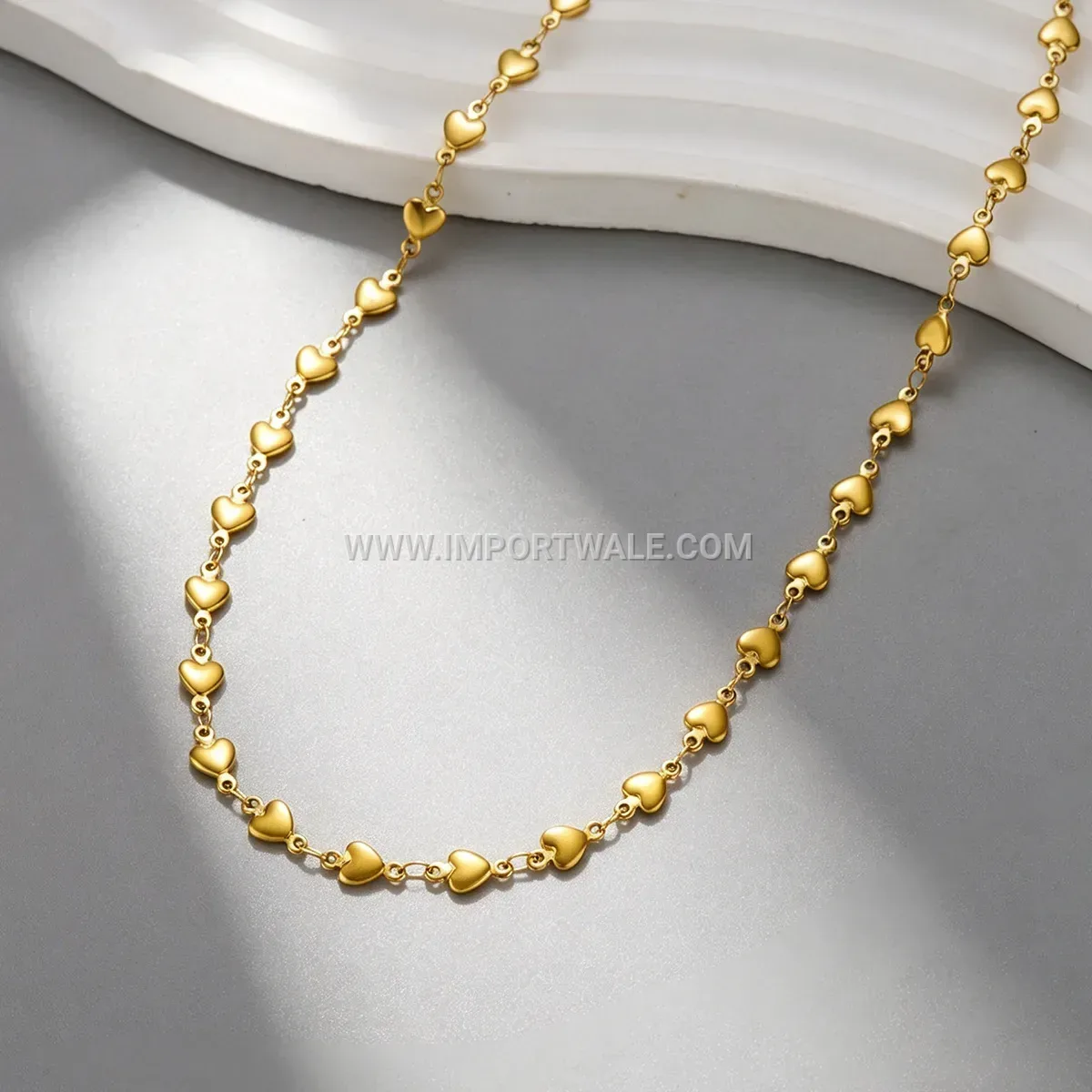 Gold Plated Stainless Steel Heart Charm Premium Anklet Anti Tarnish