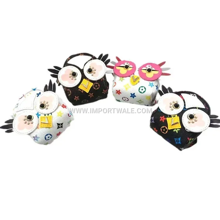 Patterned Owl Zip Pouch Keychain Charm