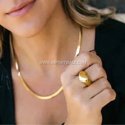 Polished Gold Stainless Steel Geometric Signet Ring