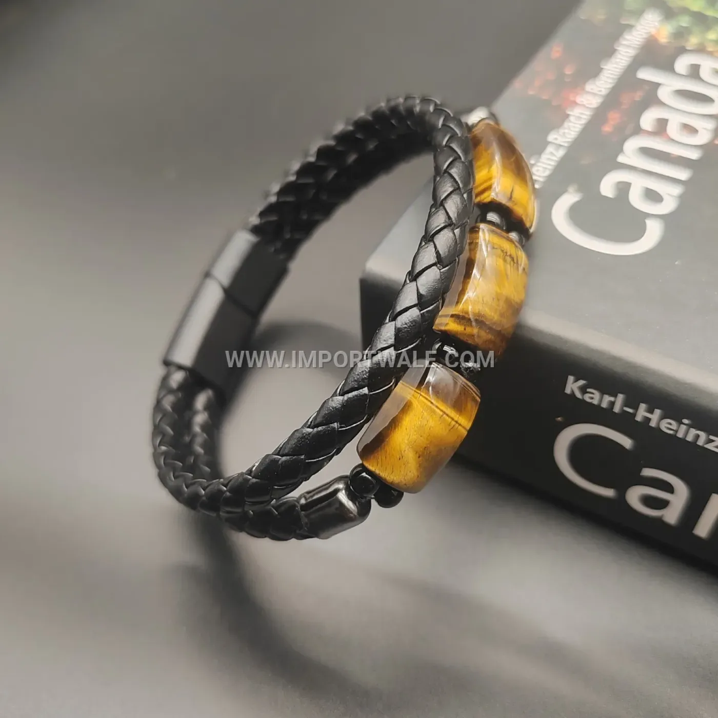 Multi Layer Woven Leather Tiger Eye Natural Stone Bracelet