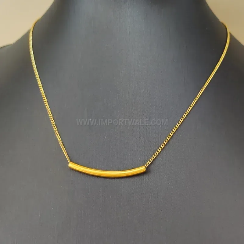 Fashion Minimalist Titanium Steel Geometric Curved Bar Smile Pendant Necklace