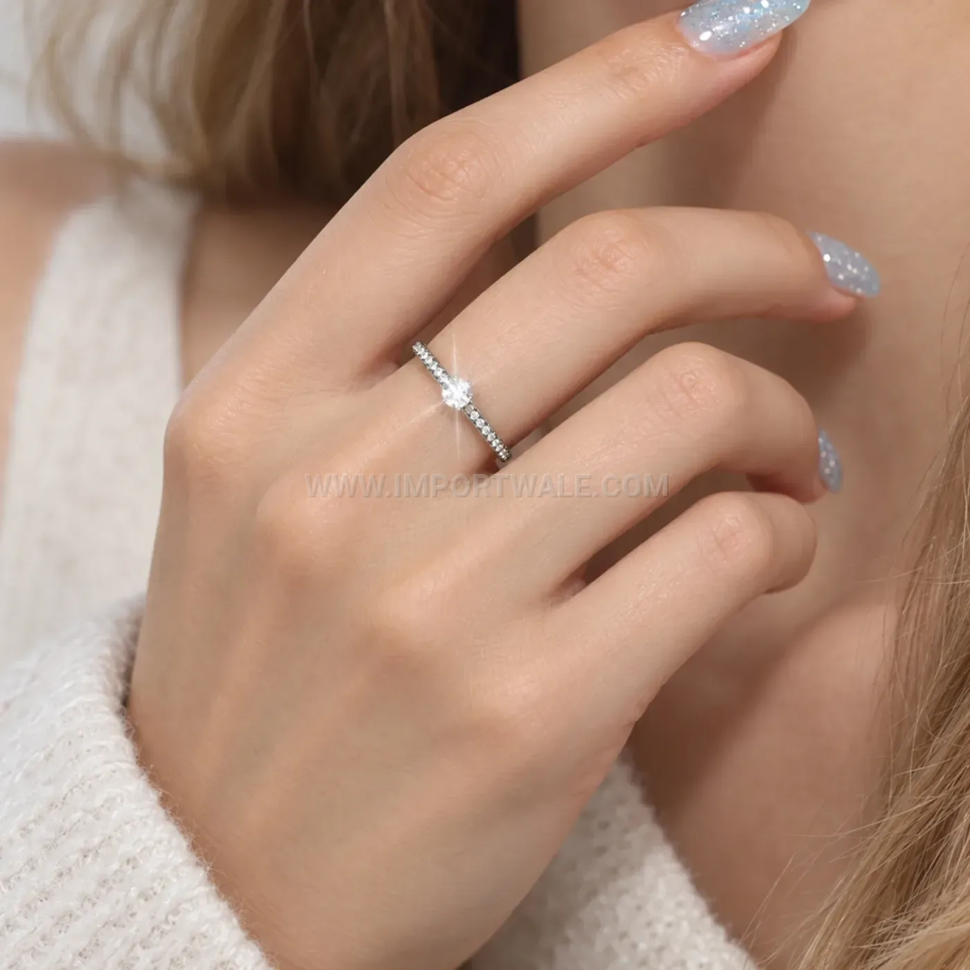 Four Piece Stackable Disc and Zircon Accent Ring Set