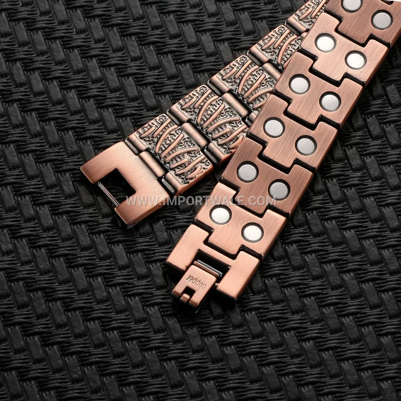 Vintage Red Copper Geometric Chain Bio Magnetic Bracelet