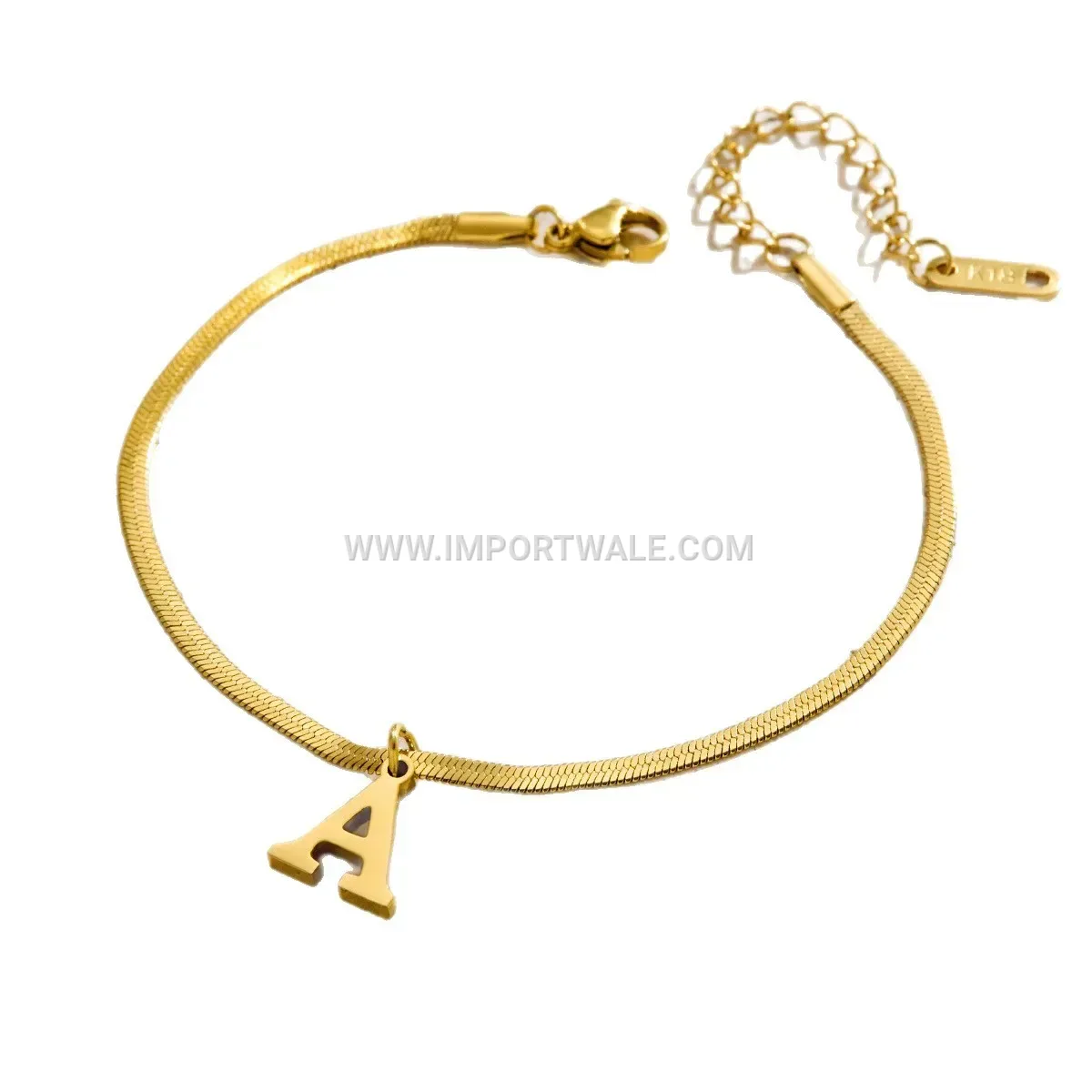 Stainless Steel Initial Letter Charm Premium Anklet Anti Tarnish