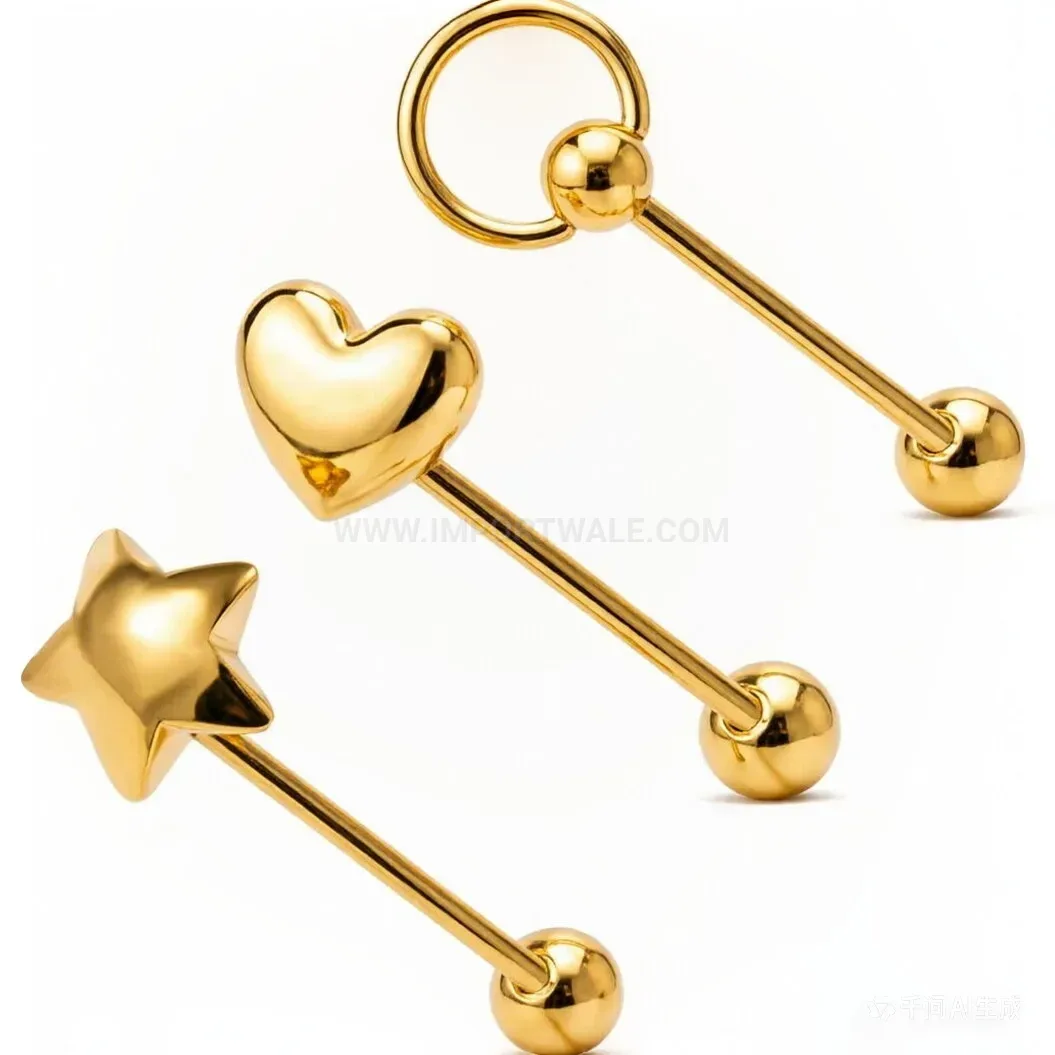 Classic Heart and Star Stainless Steel Barbell Piercing Studs
