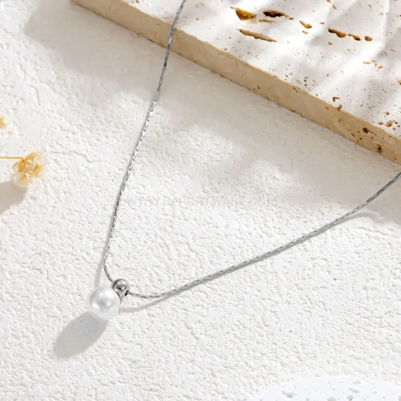 Dainty Pearl Titanium Steel Delicate Chain Choker Necklace