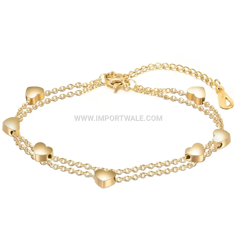Stainless Steel Perforated Heart Link Chain Bracelet