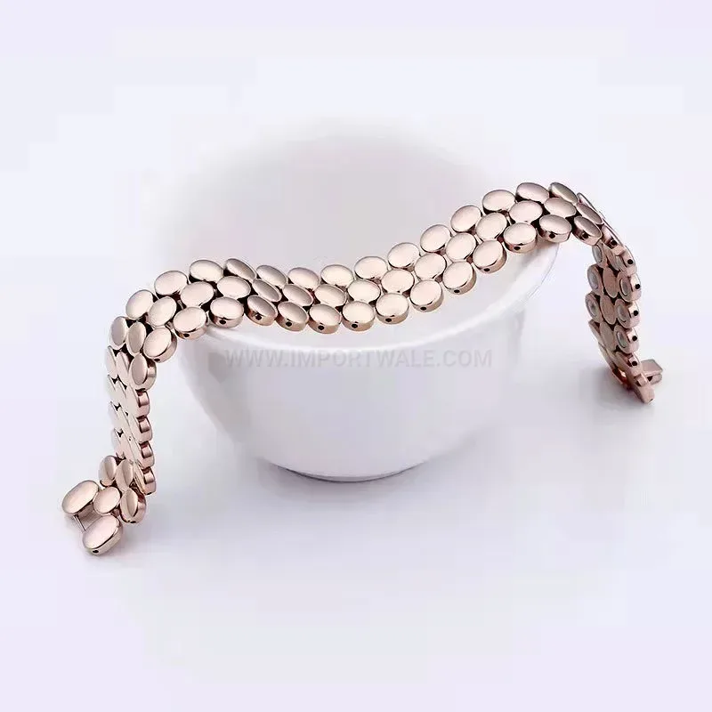 Elegant Pure Titanium Silver Double-Row Bio Magnetic Beaded Bracelet