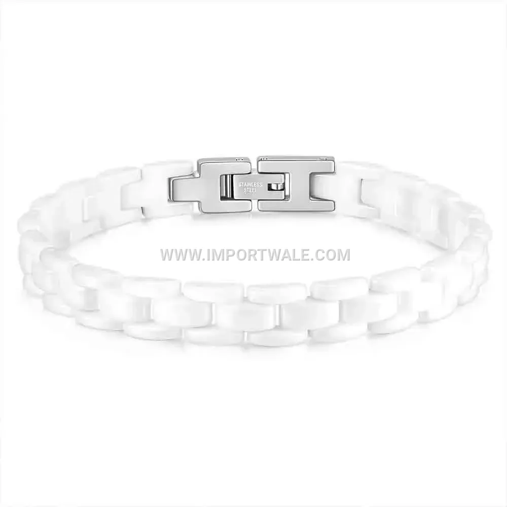 Adjustable Ceramic Two-Tone Watch Strap Style Bracelet