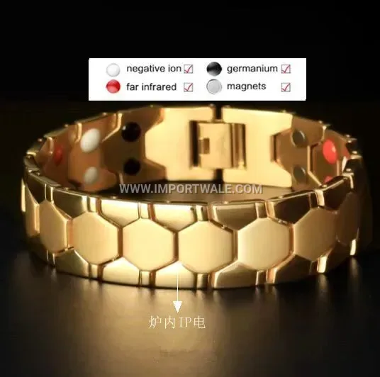Minimalist Vacuum Plated Gold Stainless Steel Magnetic Bracelet