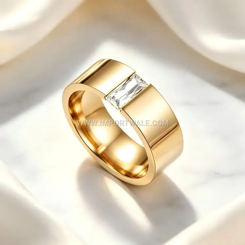 Micro Inlaid Zircon Stainless Steel Band Ring