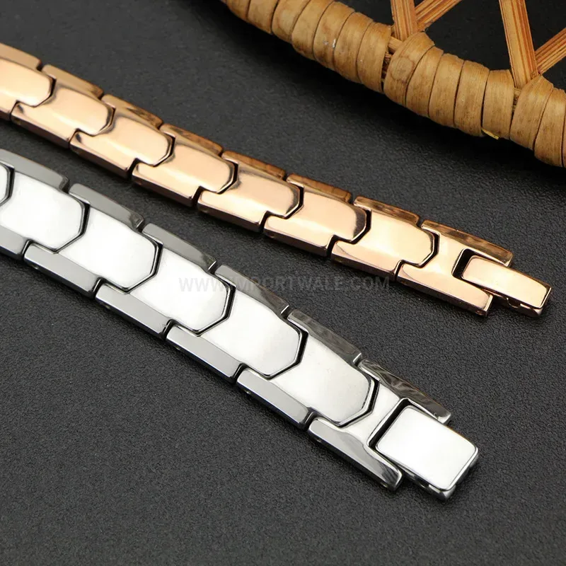 Classic Sleek Titanium Germanium Magnetic Couple Link Bracelet