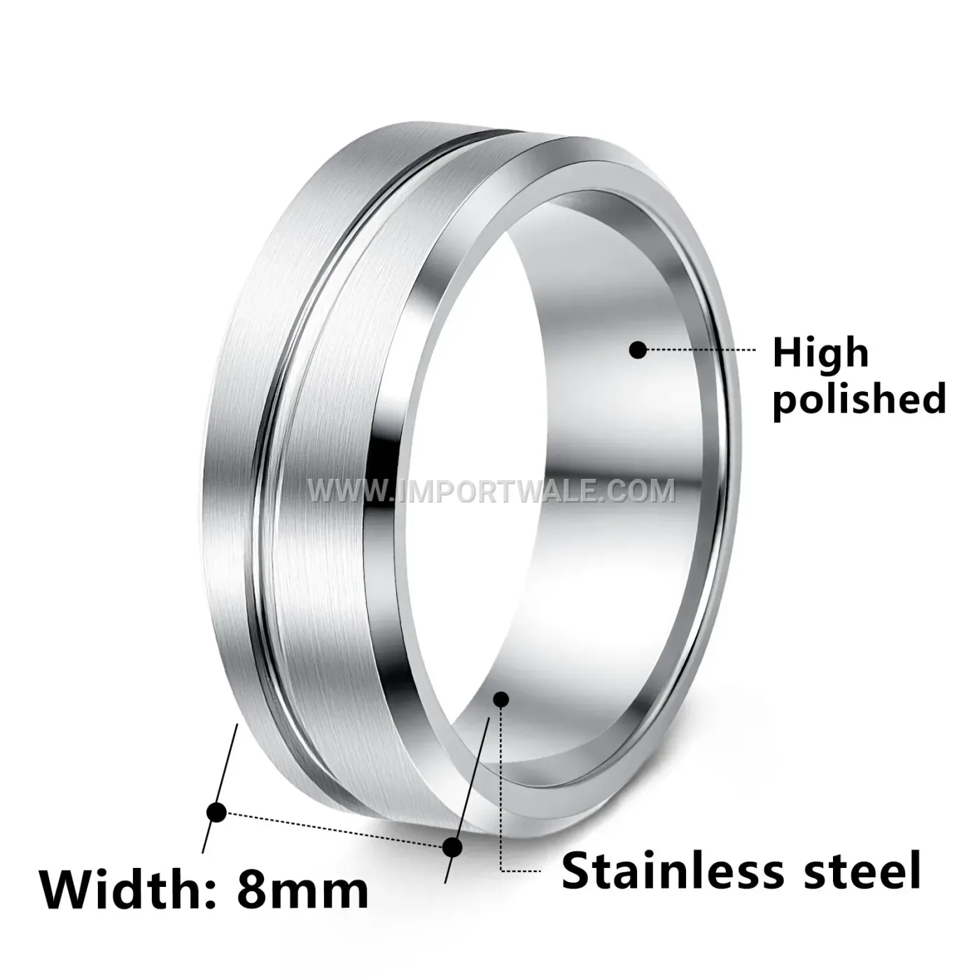 Matte Stainless Steel Men Band Ring