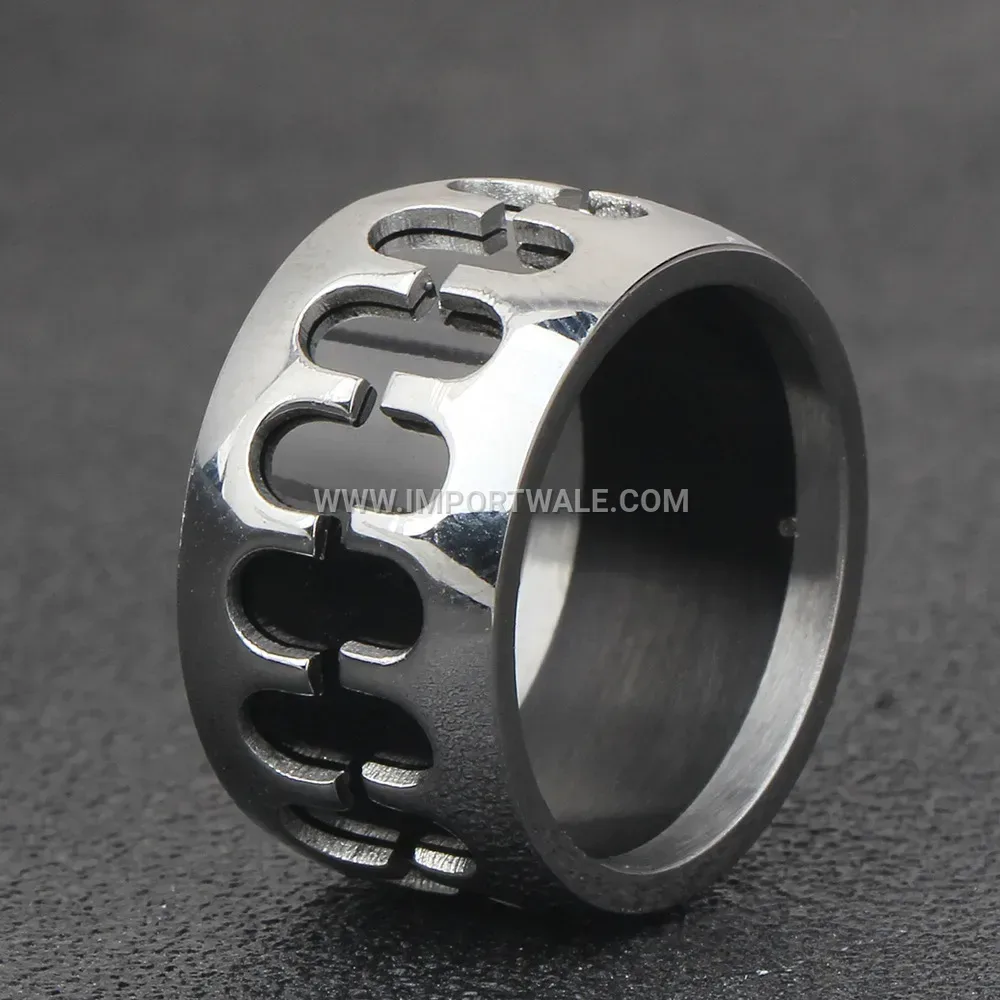 Symmetrical Epoxy Stainless Steel Band Ring