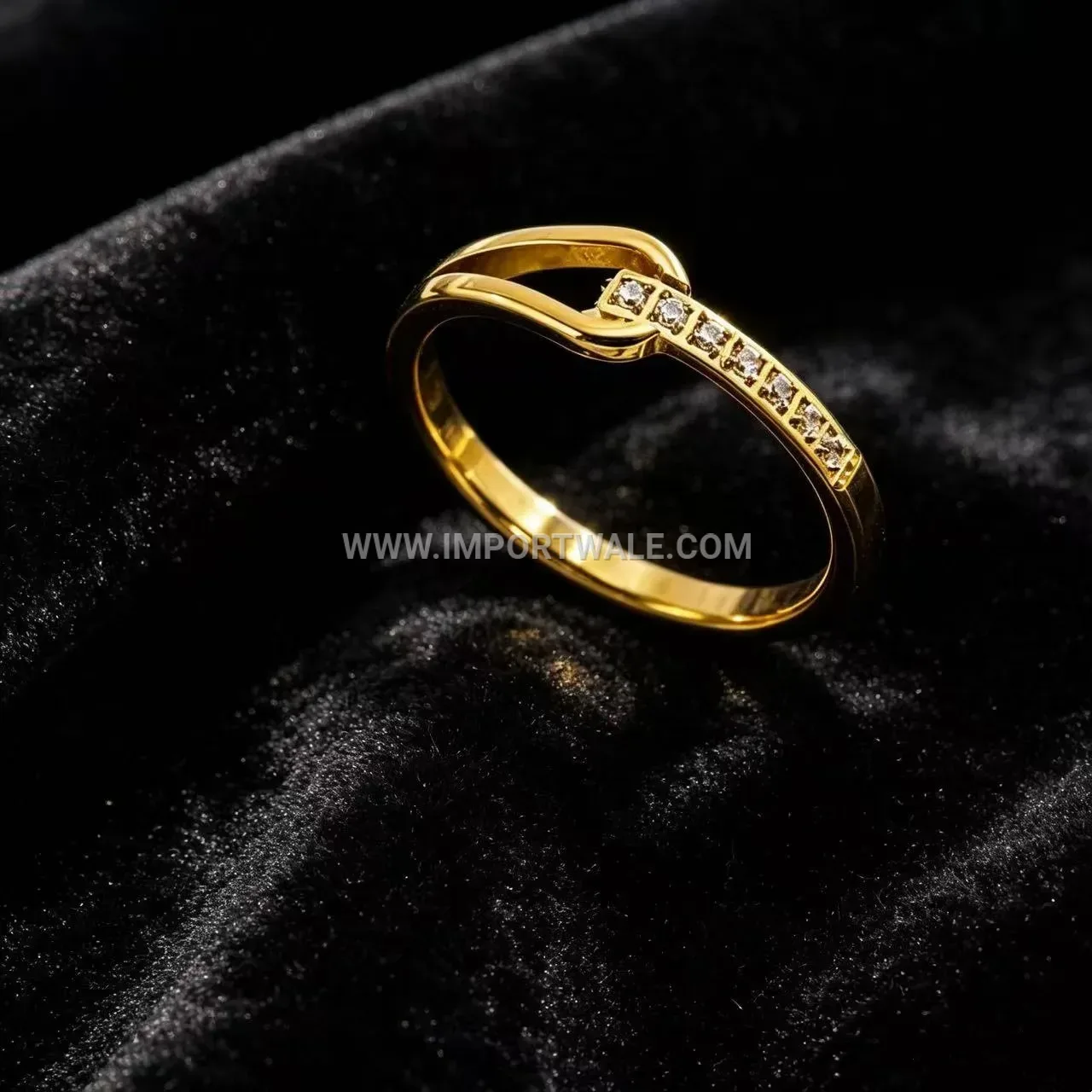 Geometric Cutout Stainless Steel Rhinestone Band Ring