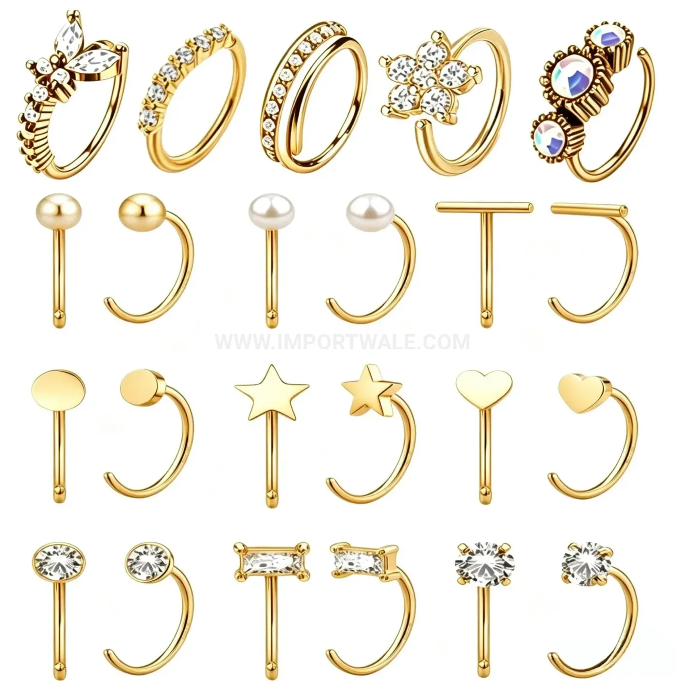 Chic Zircon Stainless Steel Multi-Style Piercing Jewelry Set