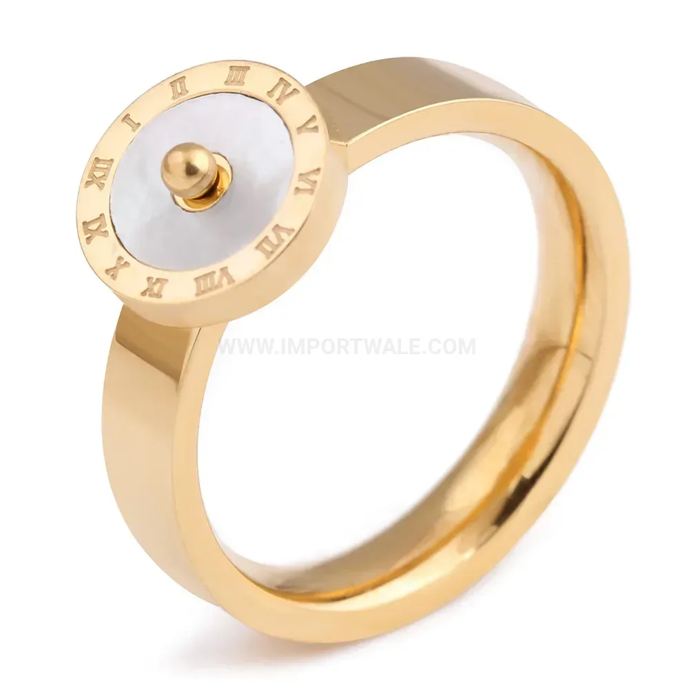 Trendy Vintage Stainless Steel Roman Numeral Compass Band Ring