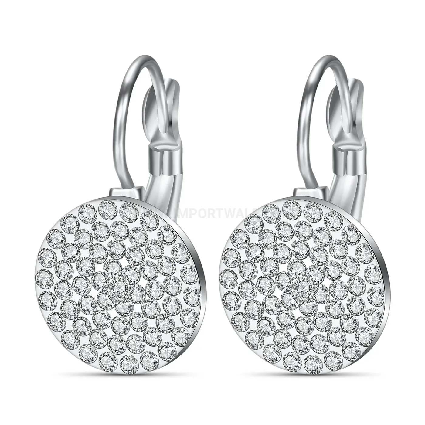 Fashion Stainless Steel Hoop Earrings with Black and White Crystals