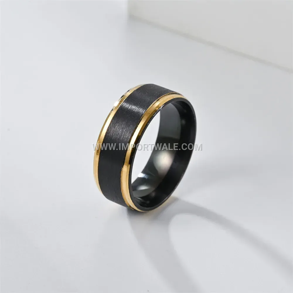 Two-Tone Beveled Edge Stainless Steel Band Ring