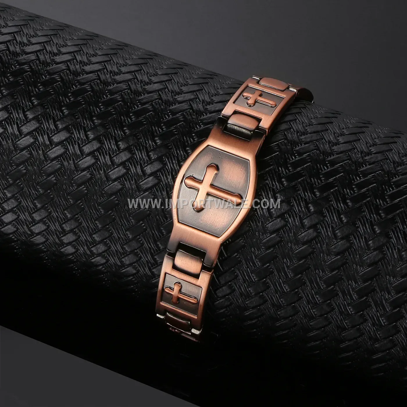 Plated Red Copper Bio Magnetic Cross Link Bracelet