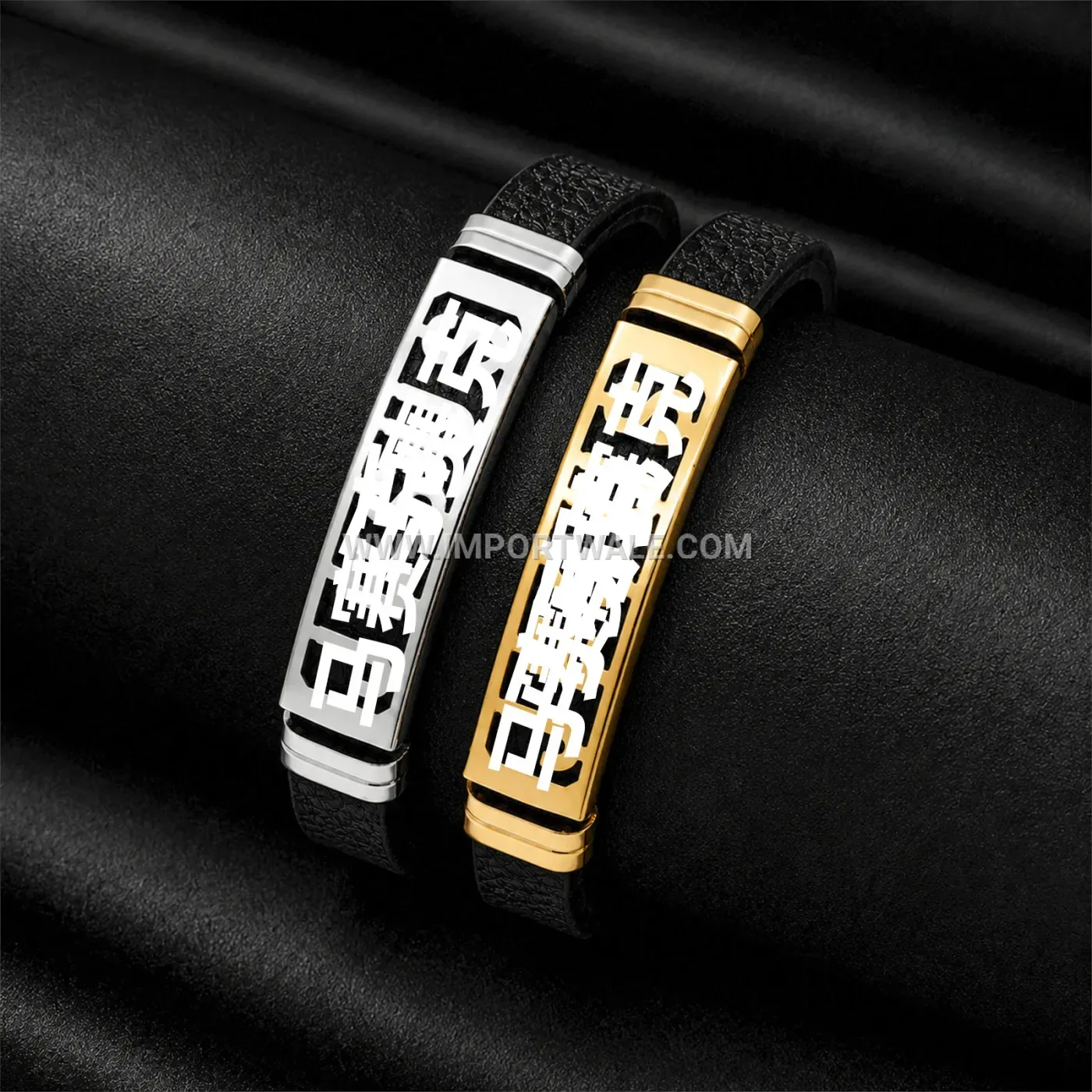 Cutout Lettering Adjustable Stainless Steel Cuff Bracelet