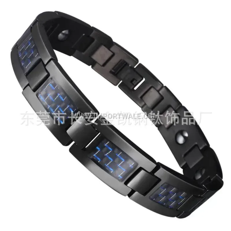 Men's Stainless Steel Carbon Fiber Bio Magnetic Bracelet