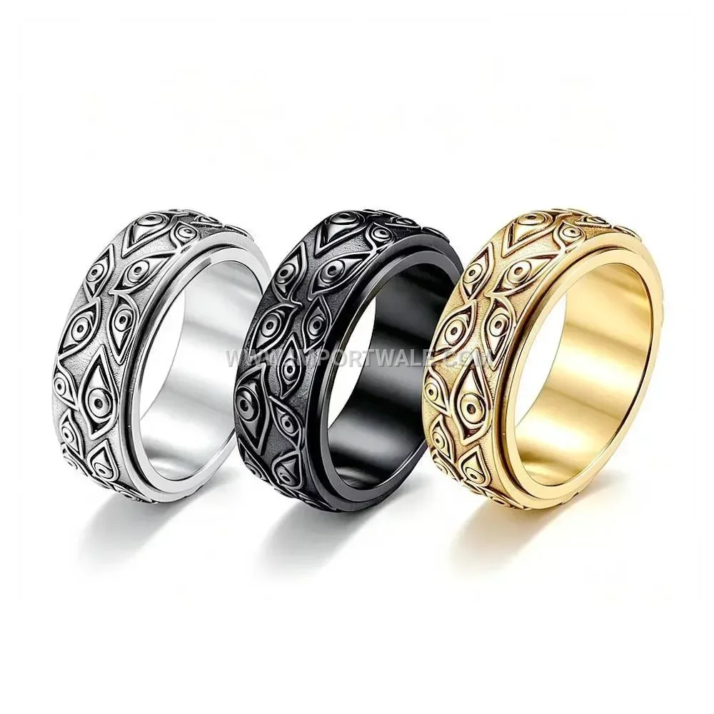 Stainless Steel Rotatable Devil Eye Ring