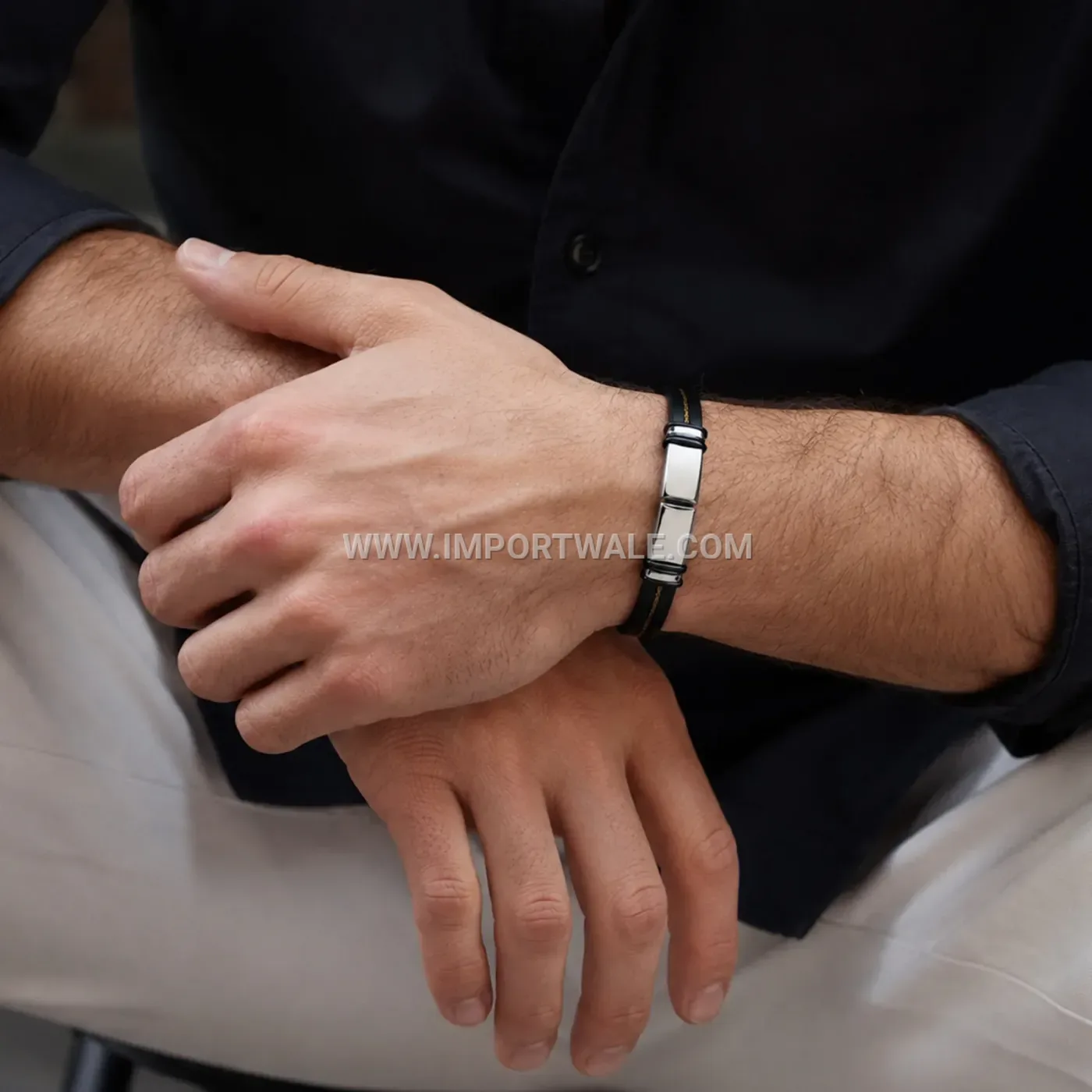 Stainless Steel and Silicone Adjustable Cross Bracelet
