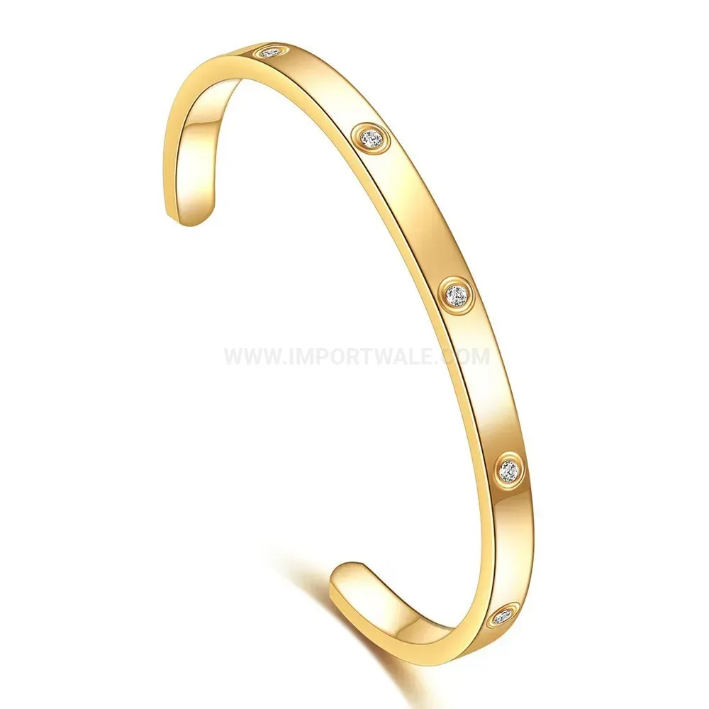 Classic Polished Minimalist Stainless Steel Open Cuff Bangle Bracelet