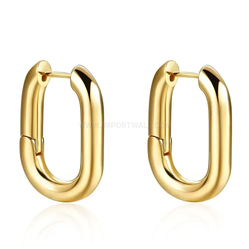 Premium Minimalist Gold Plated Copper U Shaped Hoop Earrings