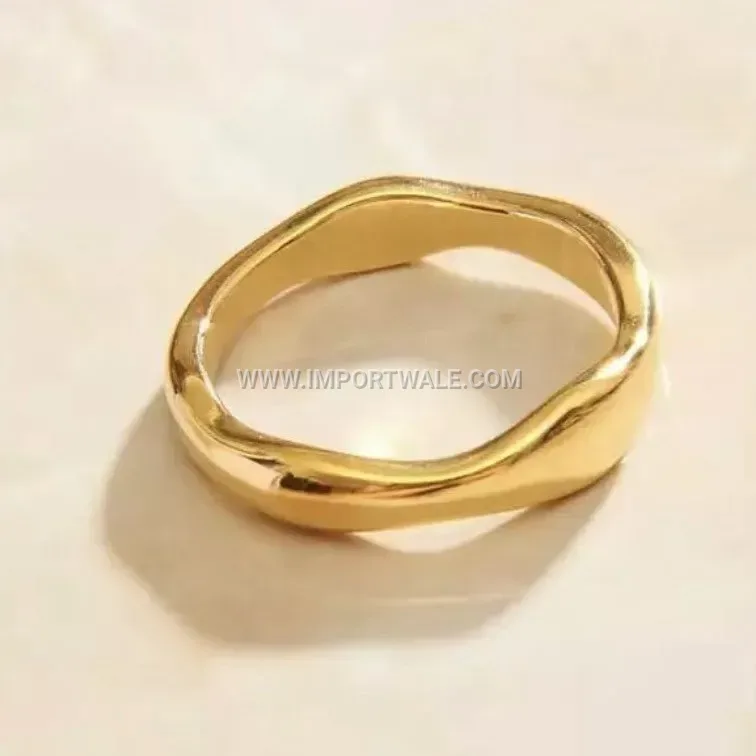 Minimalist Gold Irregular Polished Stainless Steel Band Ring