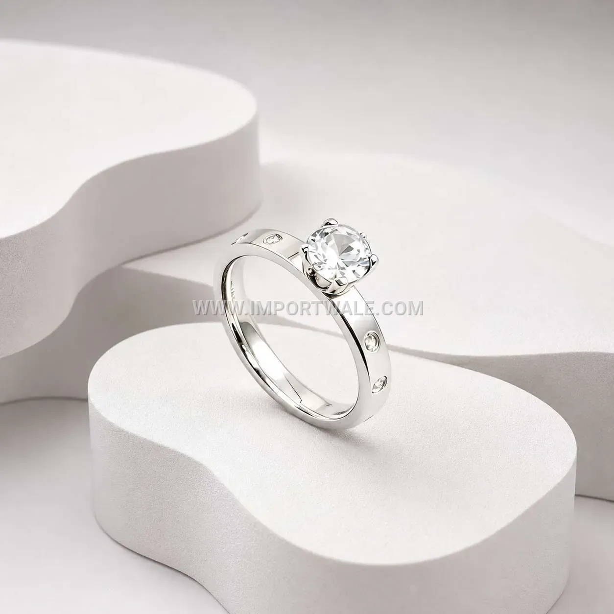 Minimalist Cubic Zirconia Stainless Steel Band Ring