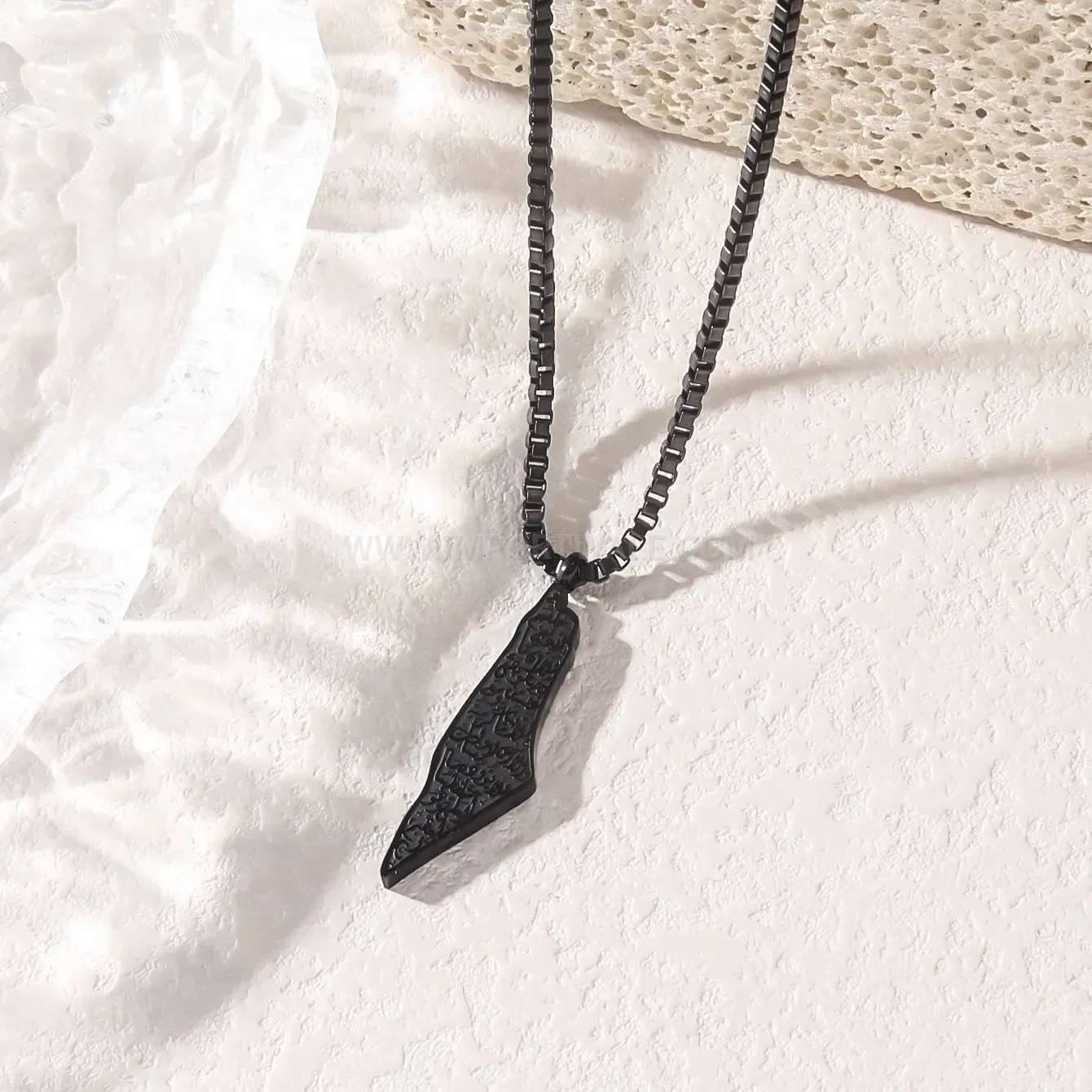 Bold Stainless Steel Ayatul Kursi Map Pendant Islamic Necklace