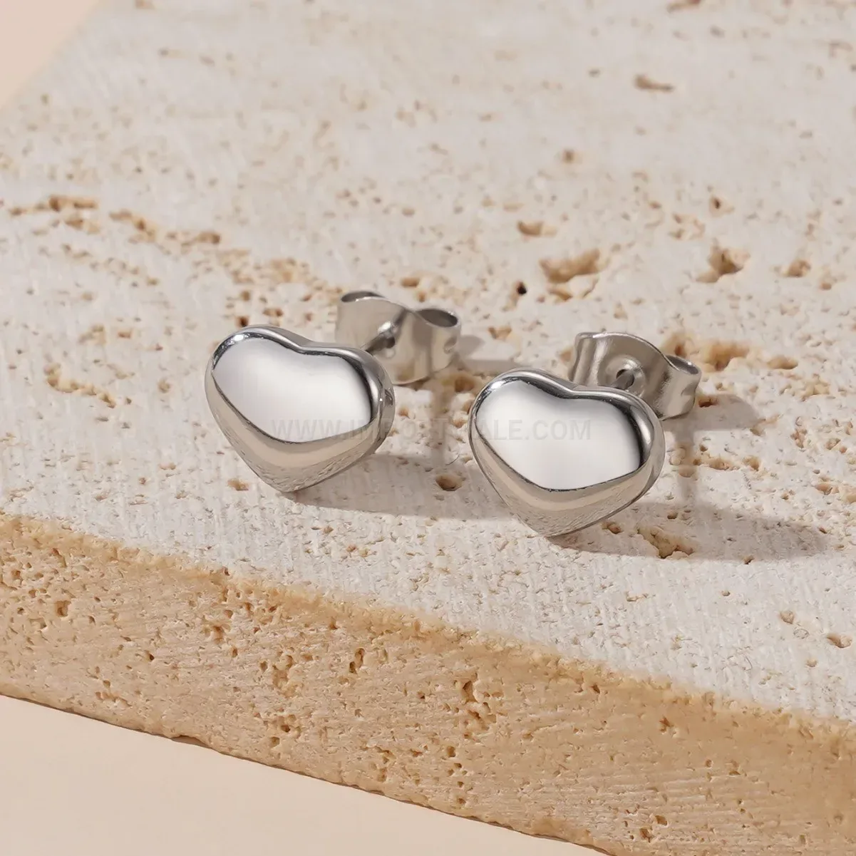 18K Gold Plated Heart Titanium Steel Stud Earrings