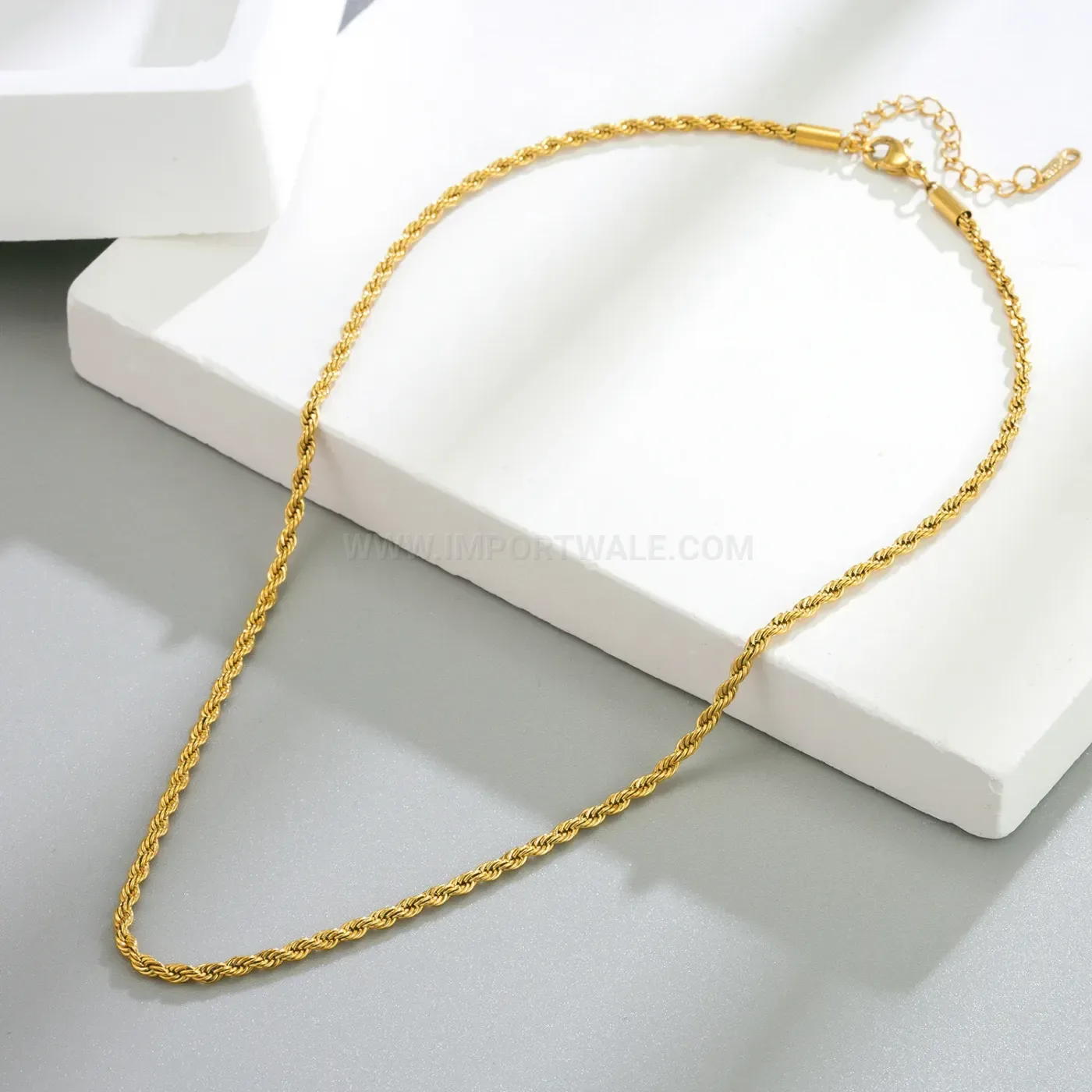 Elegant Minimalist Twisted Rope Chain Stainless Steel Sweater Necklace