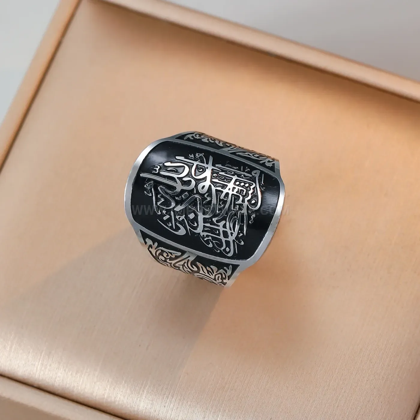 Stylish Ta'awwudh Arabic Script Stainless Steel Statement Ring
