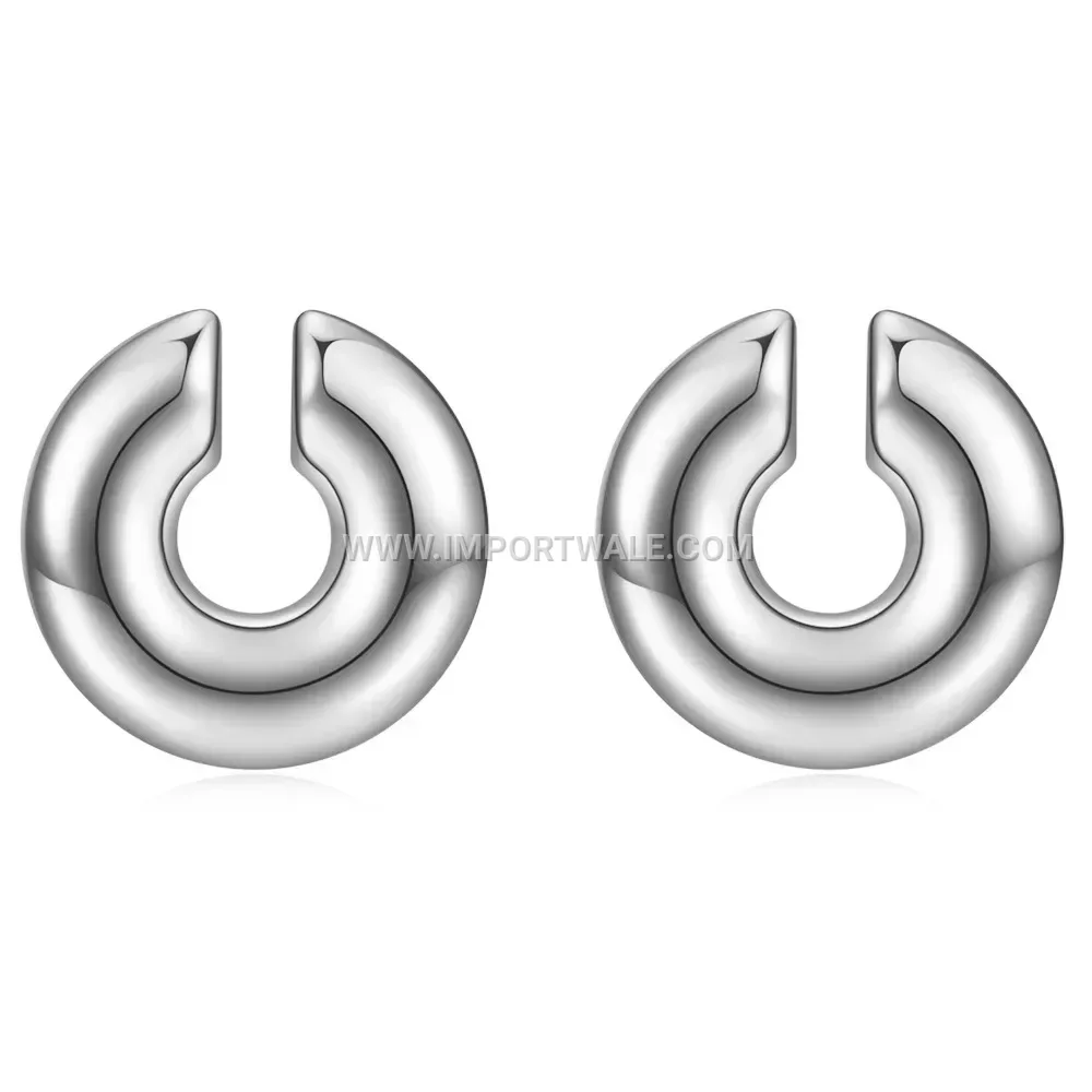 Chunky Stainless Steel Hollow Hoop Earrings With Heart Detail