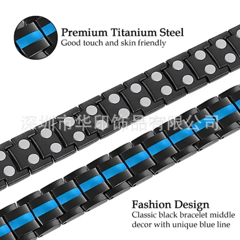 Classic Sleek Geometric Titanium Steel Bio Magnetic Link Bracelet