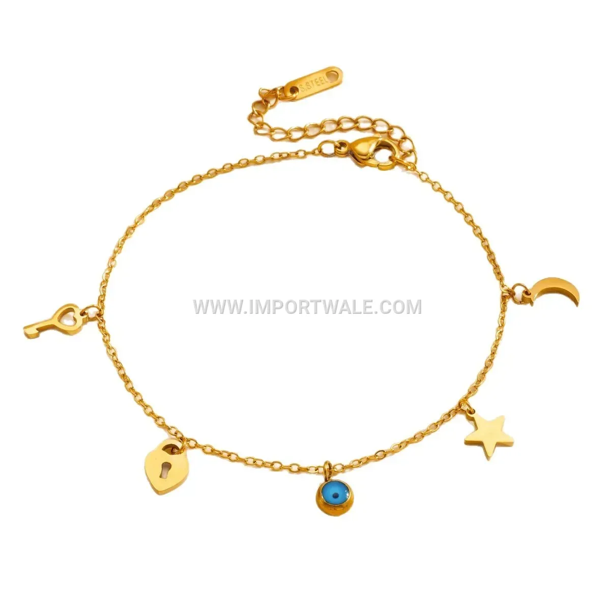 Heart Lock Pendant Stainless Steel Anklet