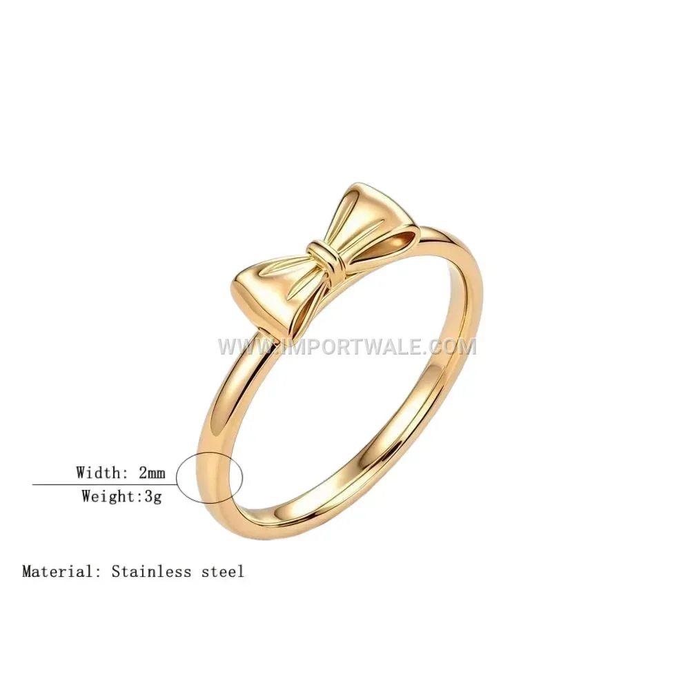 Slender Bow Knot Stainless Steel Band Ring