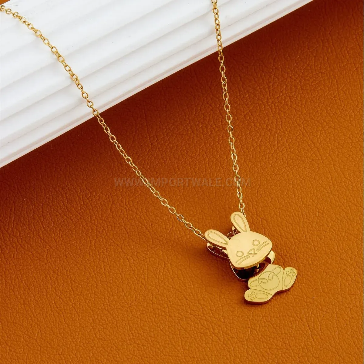 Classic Articulated Swinging Rabbit Stainless Steel Pendant Necklace