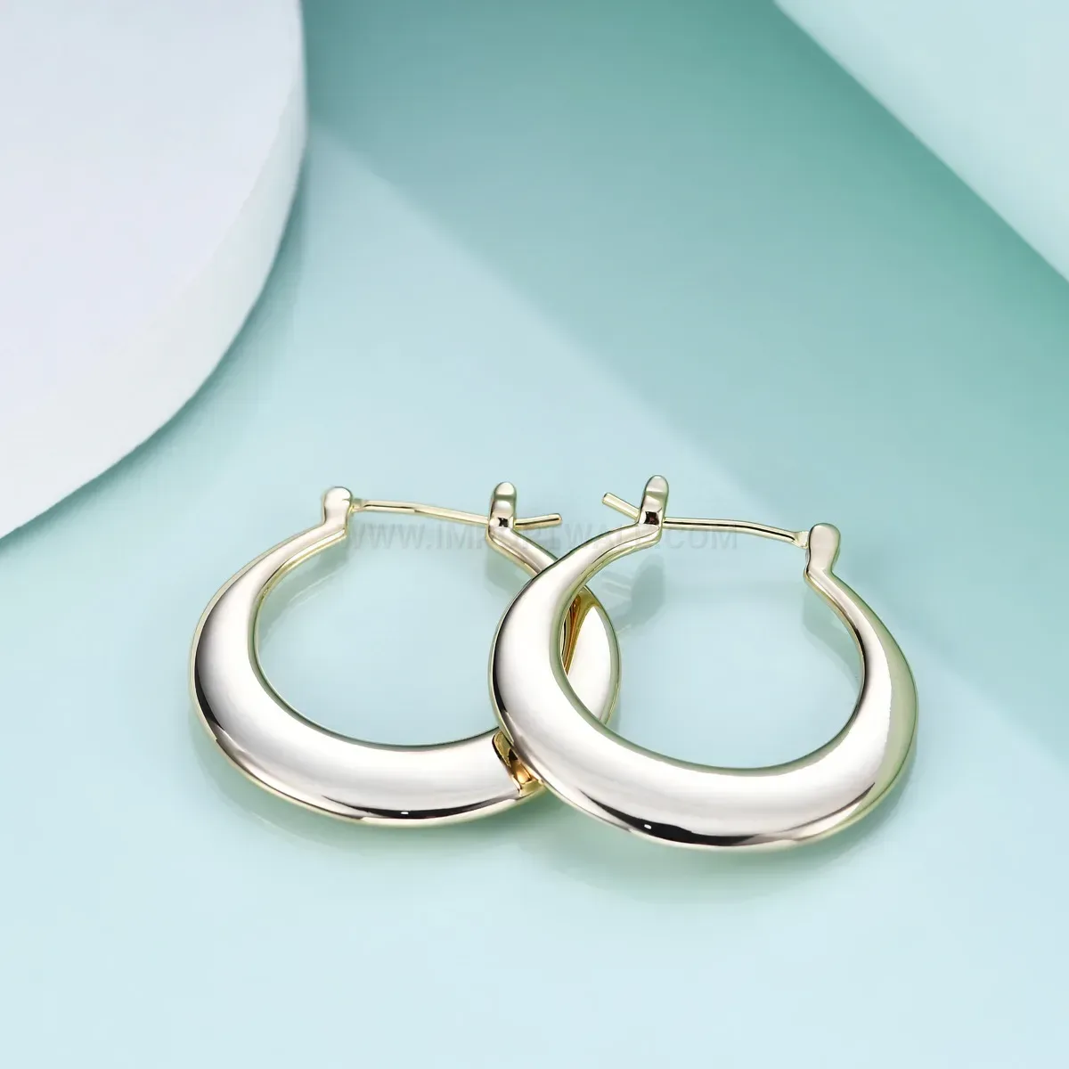 Bold Gold Plated Hollow Semi Circle Stainless Steel Hoop Earrings