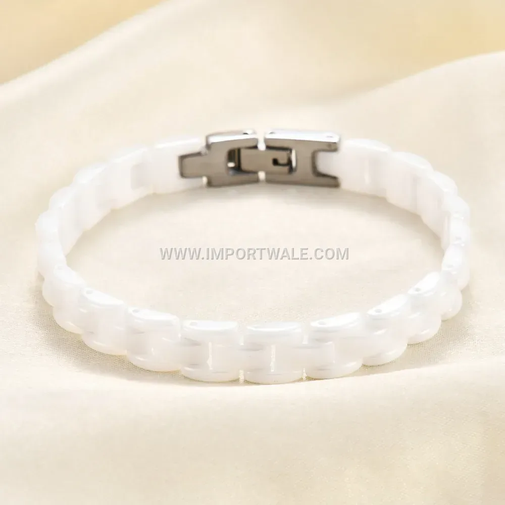 Adjustable Ceramic Two-Tone Watch Strap Style Bracelet