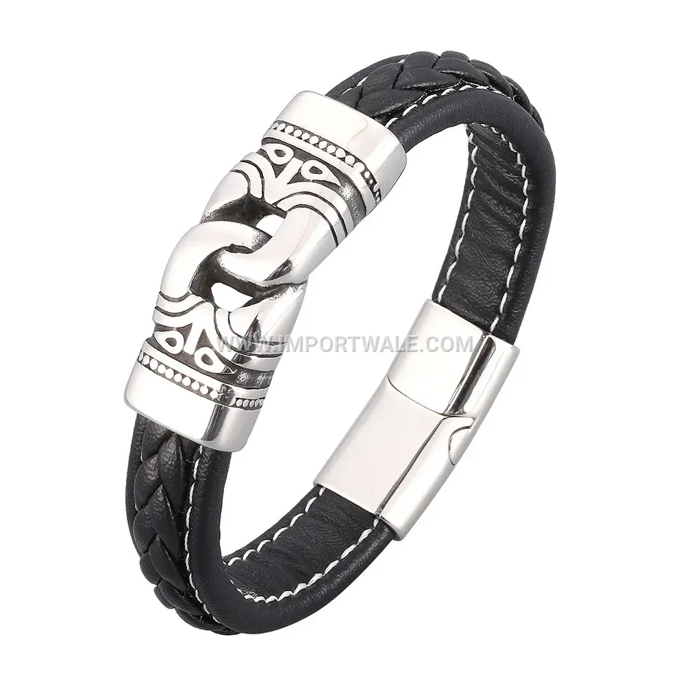 Double Layer Cutout C Shape Stainless Steel Bangle