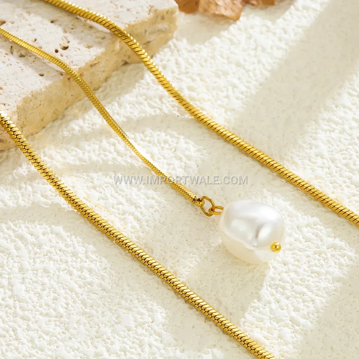 Freshwater Pearl Layered Y-Shape Stainless Steel Pendant Necklace