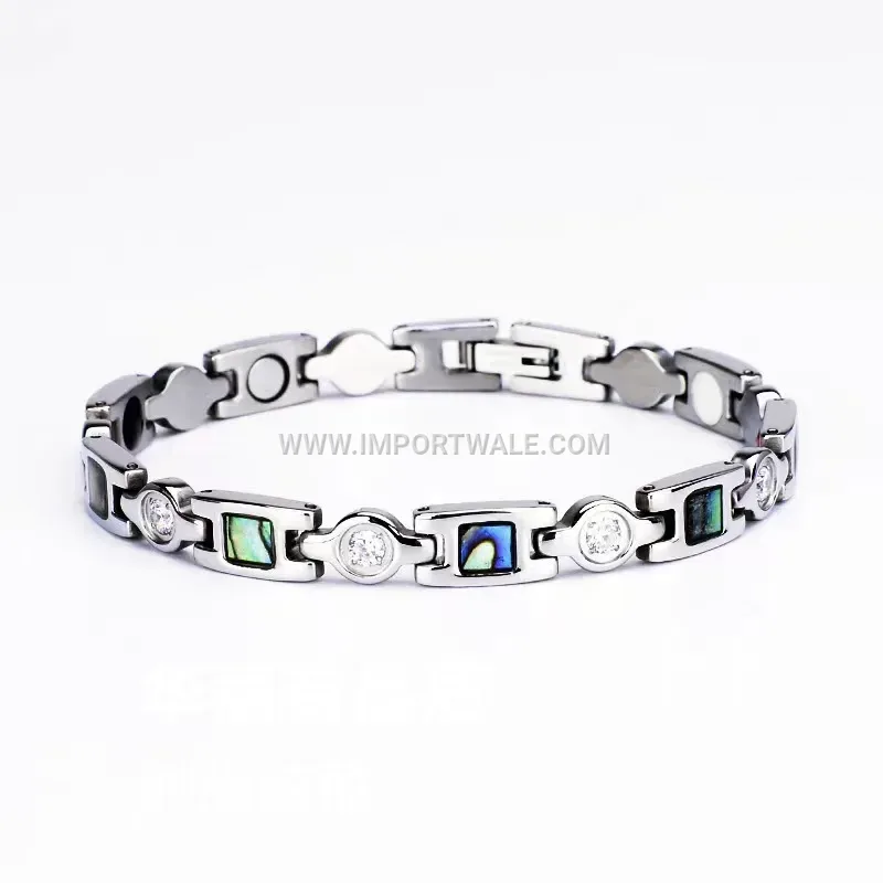 Minimalist U Shape Shell Accent Titanium Steel Bracelet