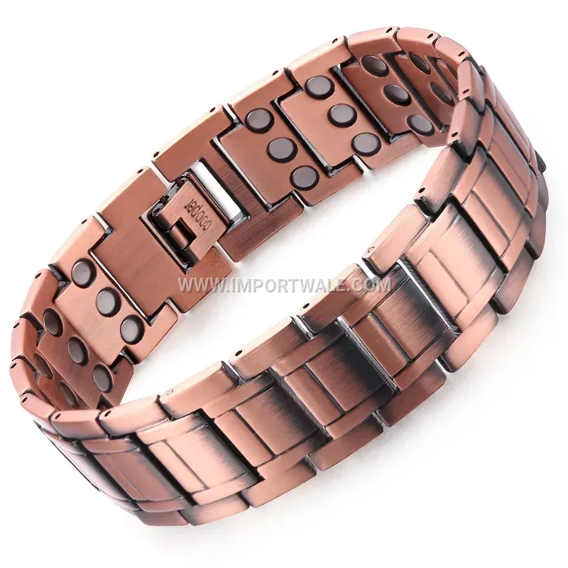 Men Vintage Red Copper Titanium Magnetic Energy Bracelet
